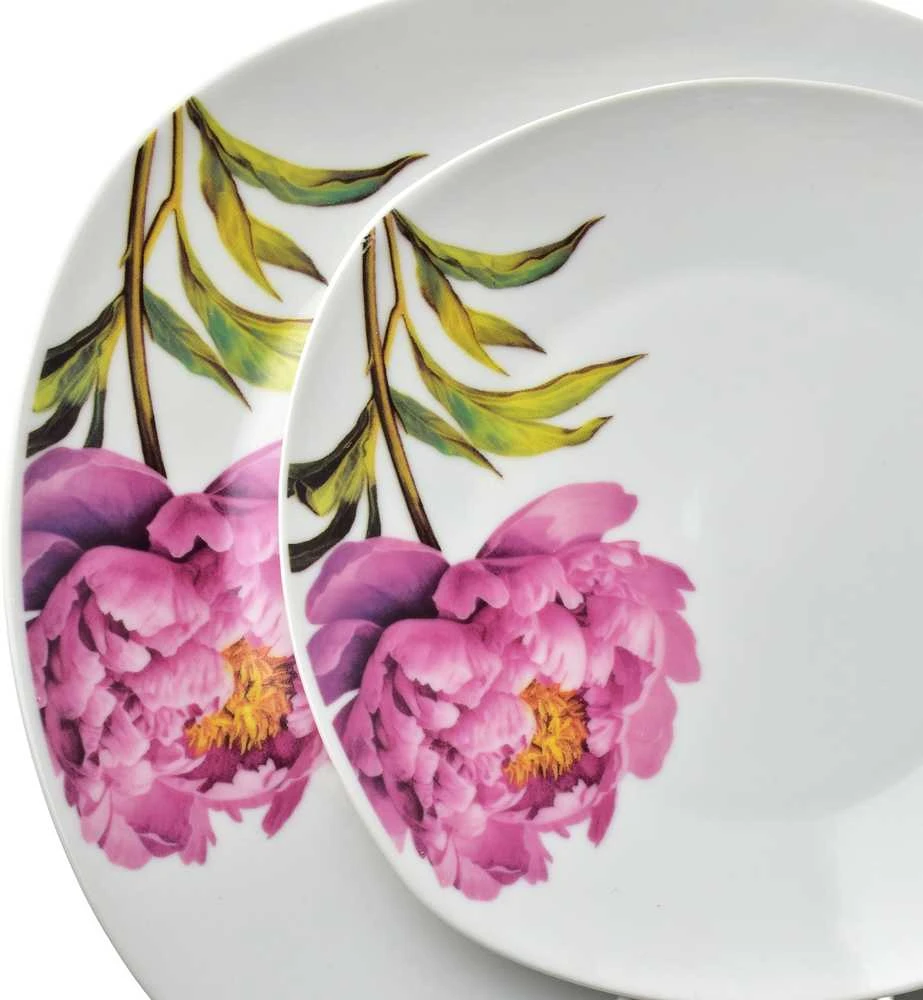 Affek Design LEA PEONY 16 dalių pietų servizas, 370 ml puodelis / 500 ml dubuo, 17/19,5/25,5 cm