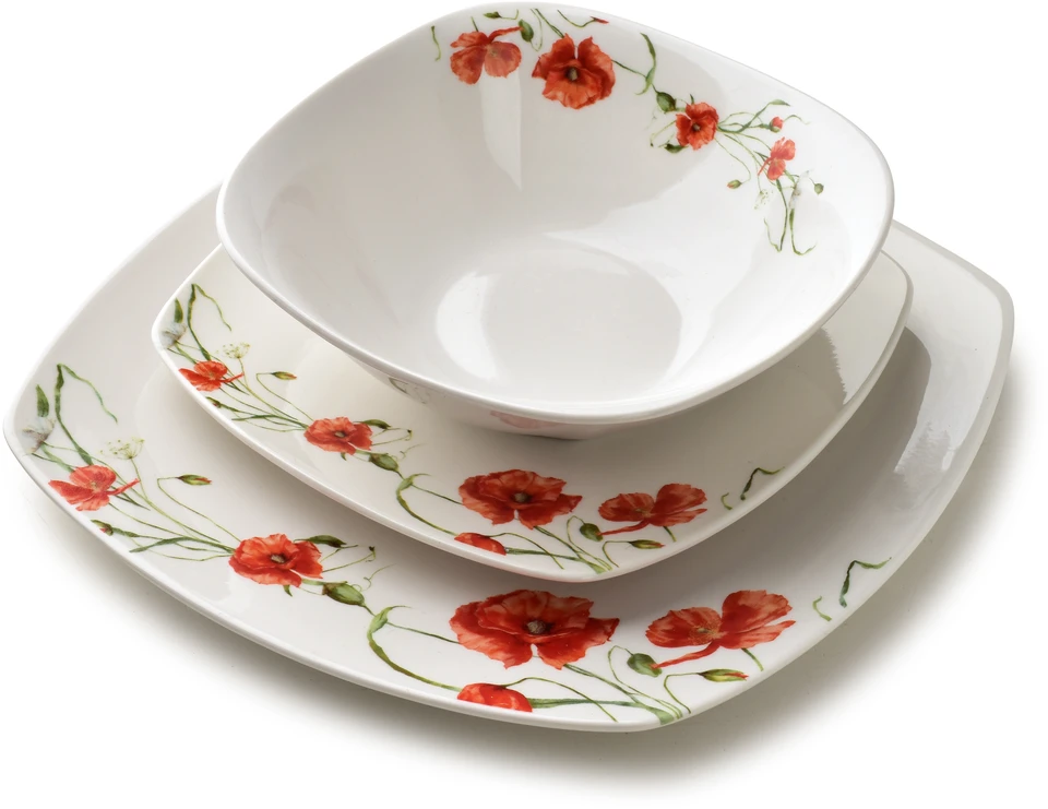 Affek Design LEA POPPY indų rinkinys, 18 dalių, dubenėlis, 500 ml, 16,5 cm / 18 cm / 24 cm