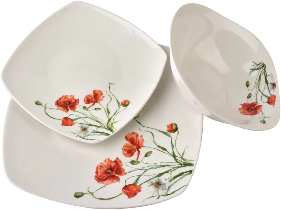 Affek Design LEA POPPY pietų rinkinys 18 dalių 16 cm 500 ml / 18 cm / 24 cm