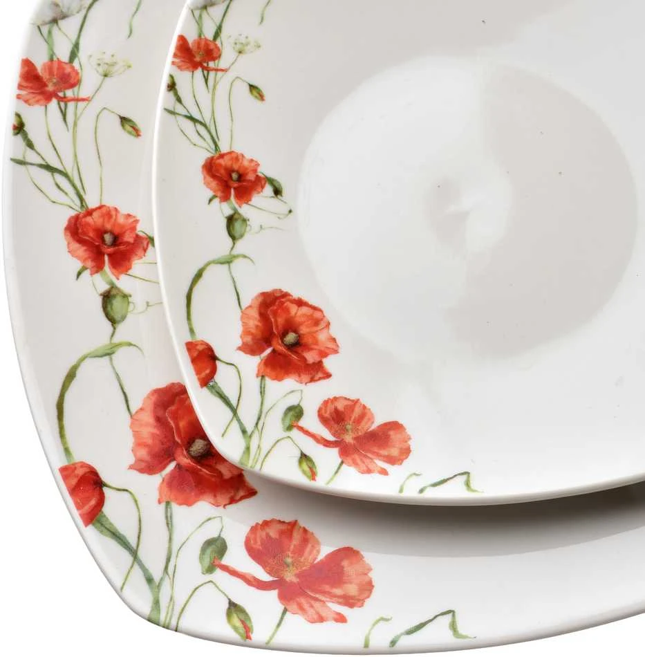 Affek Design LEA POPPY indų rinkinys, 18 dalių, dubenėlis, 500 ml, 16,5 cm / 18 cm / 24 cm