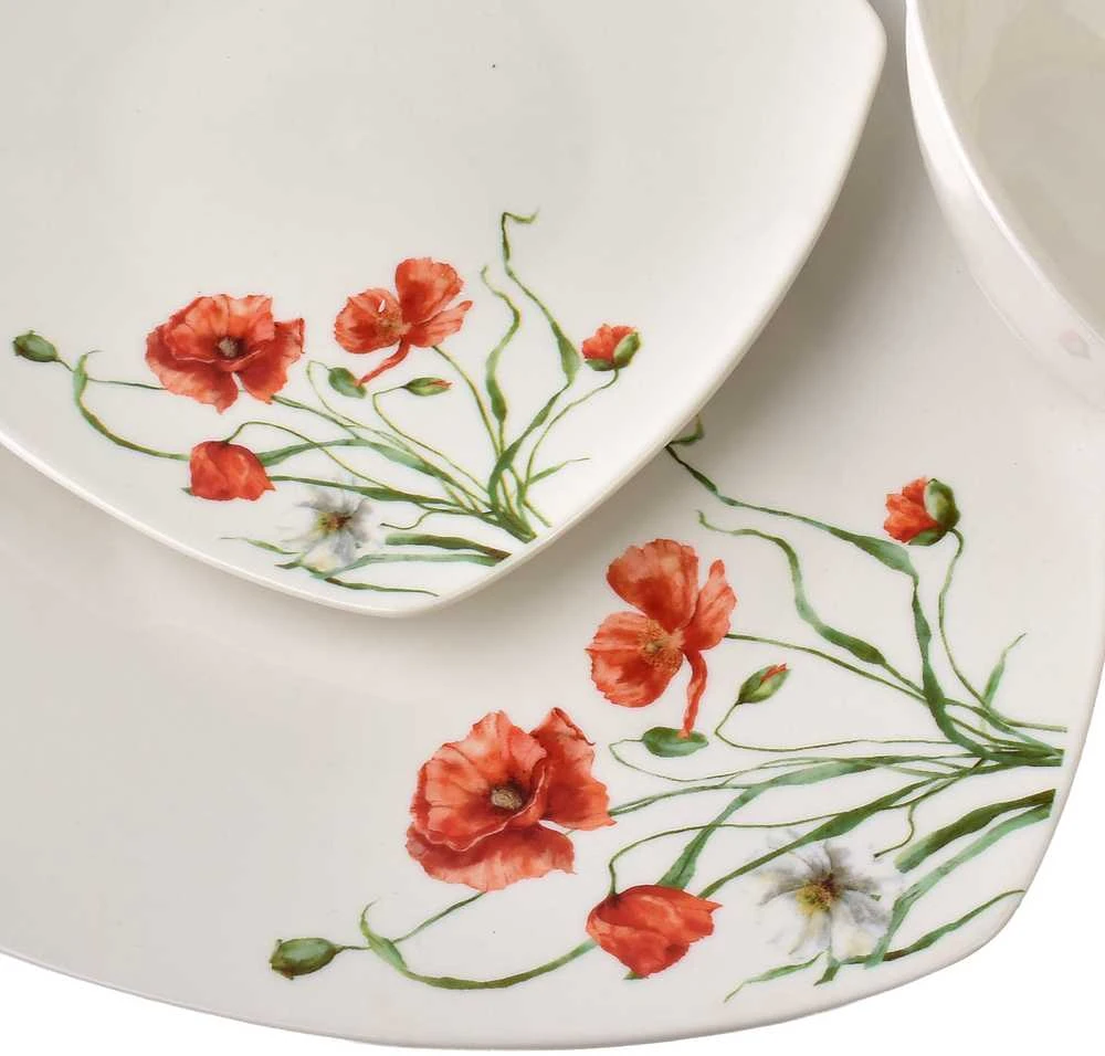 Affek Design LEA POPPY pietų rinkinys 18 dalių 16 cm 500 ml / 18 cm / 24 cm