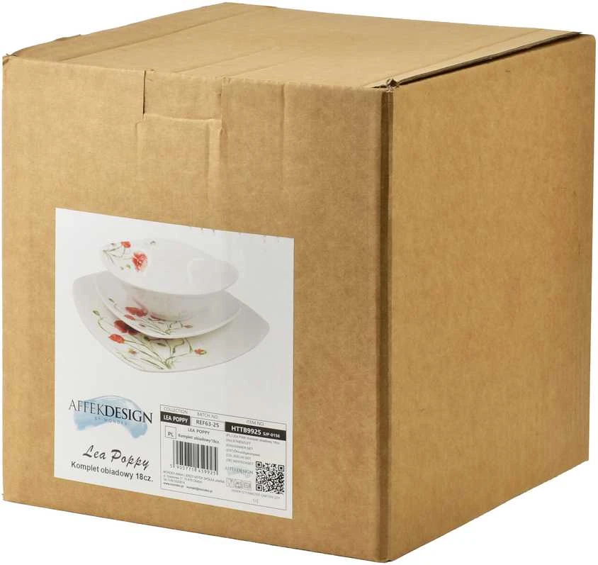 Affek Design LEA POPPY pietų rinkinys 18 dalių 16 cm 500 ml / 18 cm / 24 cm