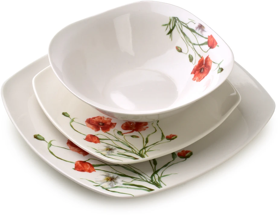 Affek Design LEA POPPY pietų rinkinys 18 dalių 16 cm 500 ml / 18 cm / 24 cm