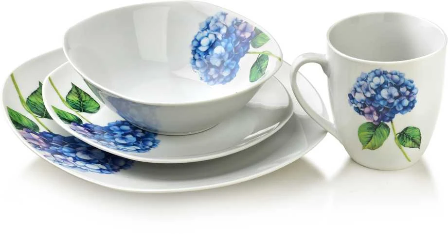 Affek Design LEA PURPLE indų rinkinys, 16 dalių, 370 ml puodelis / 500 ml dubuo, 17/19,5/25,5 cm
