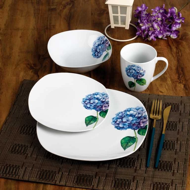 Affek Design LEA PURPLE indų rinkinys, 16 dalių, 370 ml puodelis / 500 ml dubuo, 17/19,5/25,5 cm