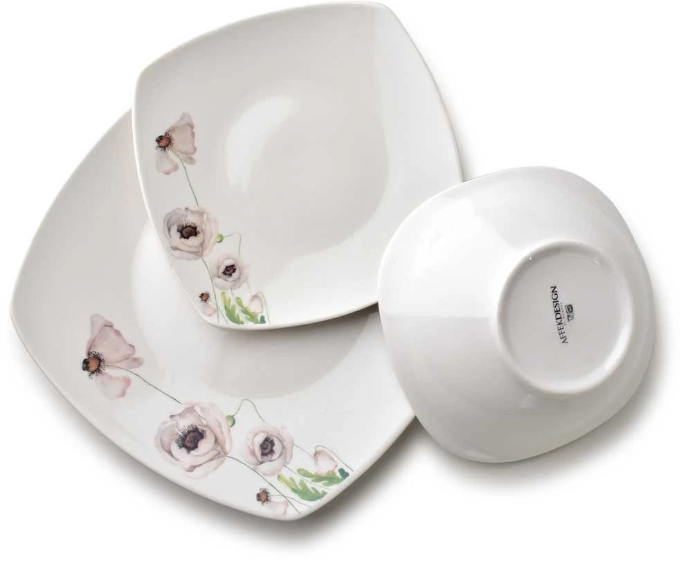 Affek Design LEA Rožinis pietų rinkinys 18 dalių dubenėlis 16,5 cm 500 ml / 18 cm / 24 cm