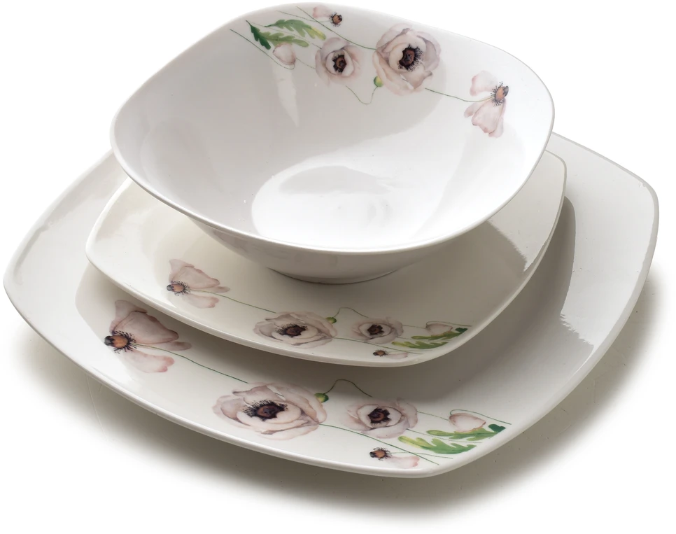 Affek Design LEA Rožinis pietų rinkinys 18 dalių dubenėlis 16,5 cm 500 ml / 18 cm / 24 cm