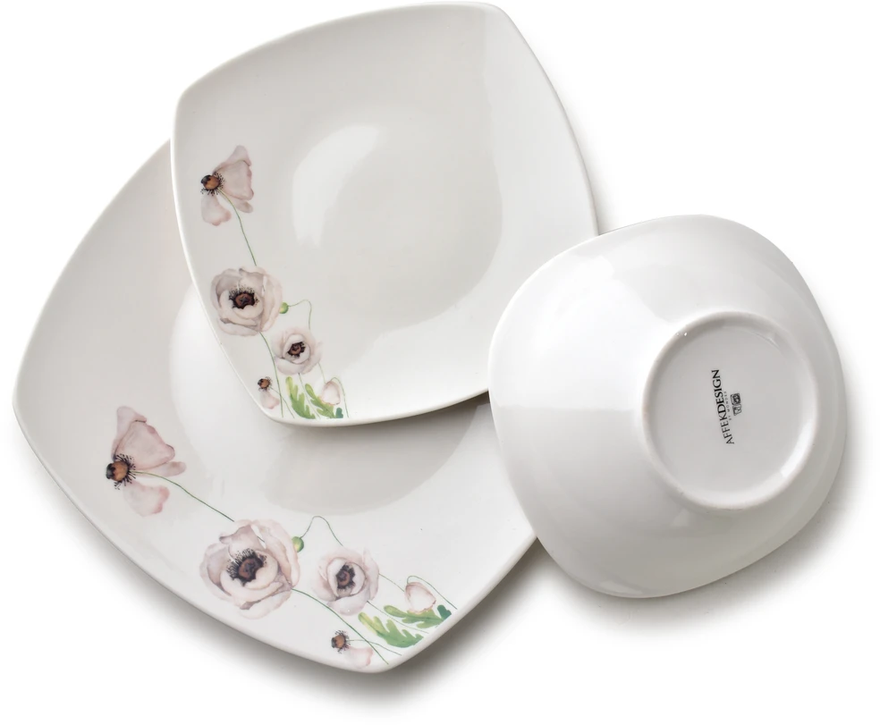 Affek Design LEA Rožinis pietų rinkinys 18 dalių dubenėlis 16,5 cm 500 ml / 18 cm / 24 cm
