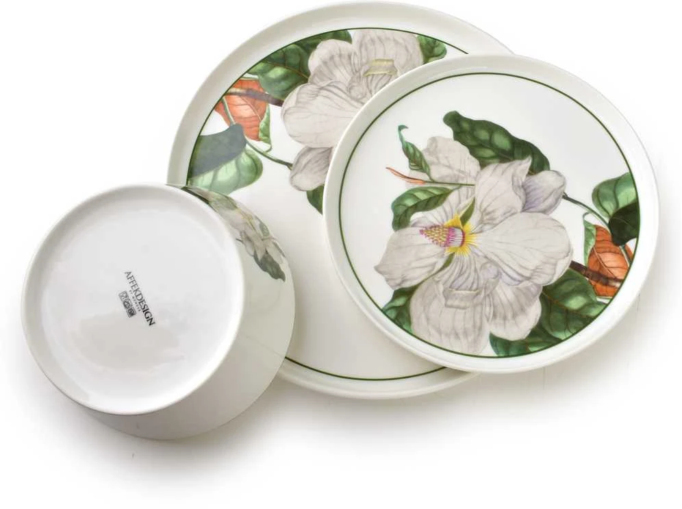 Affek Design LEA TREE pietų rinkinys, 18 dalių, 26 cm vakarienė / 21 cm desertas / 15 cm dubuo