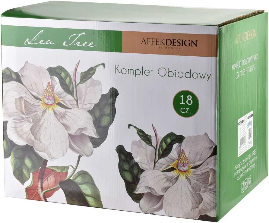 Affek Design LEA TREE pietų rinkinys, 18 dalių, 26 cm vakarienė / 21 cm desertas / 15 cm dubuo