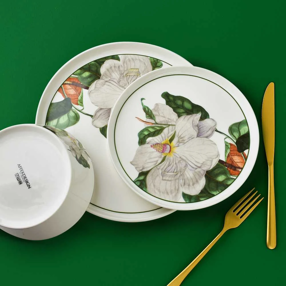 Affek Design LEA TREE pietų rinkinys, 18 dalių, 26 cm vakarienė / 21 cm desertas / 15 cm dubuo