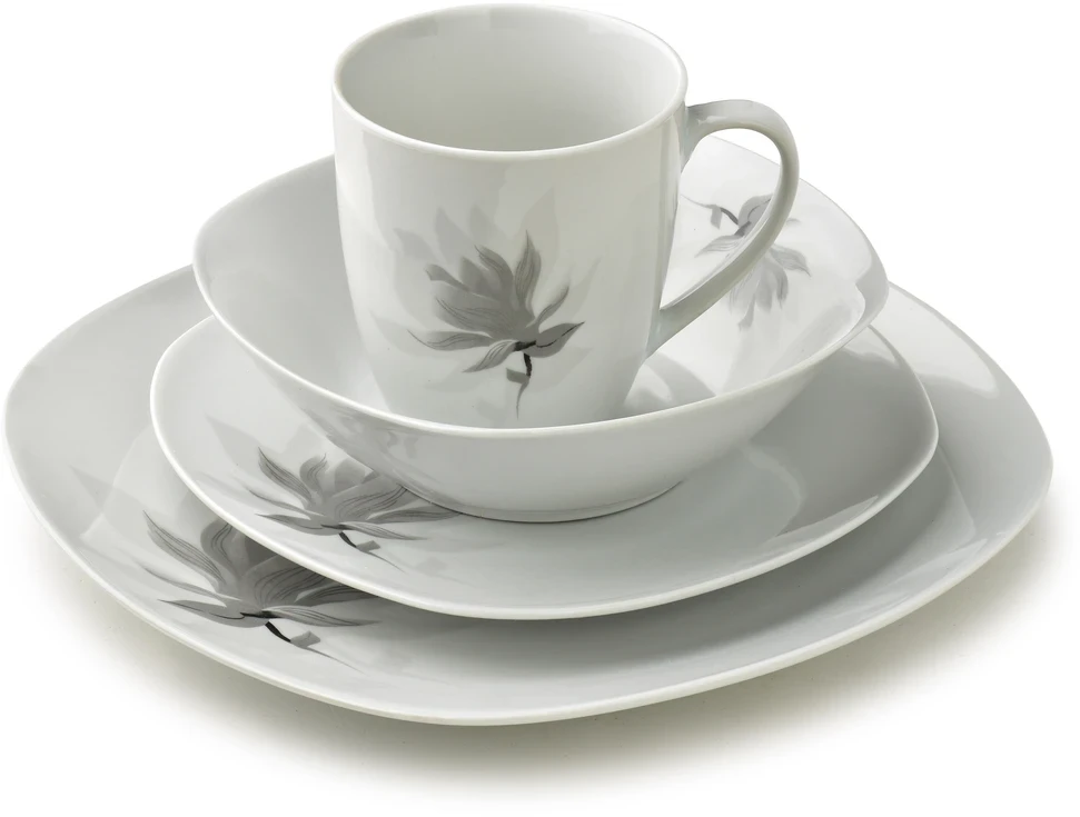 Affek Design MAGNOLIA indų rinkinys, 16 dalių, 370 ml puodelis / 500 ml dubuo, 17/19,5/25,5 cm