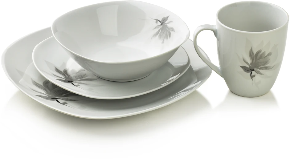 Affek Design MAGNOLIA indų rinkinys, 16 dalių, 370 ml puodelis / 500 ml dubuo, 17/19,5/25,5 cm