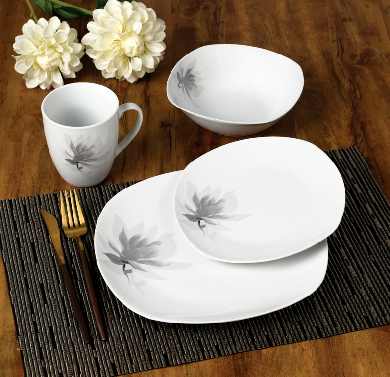 Affek Design MAGNOLIA indų rinkinys, 16 dalių, 370 ml puodelis / 500 ml dubuo, 17/19,5/25,5 cm