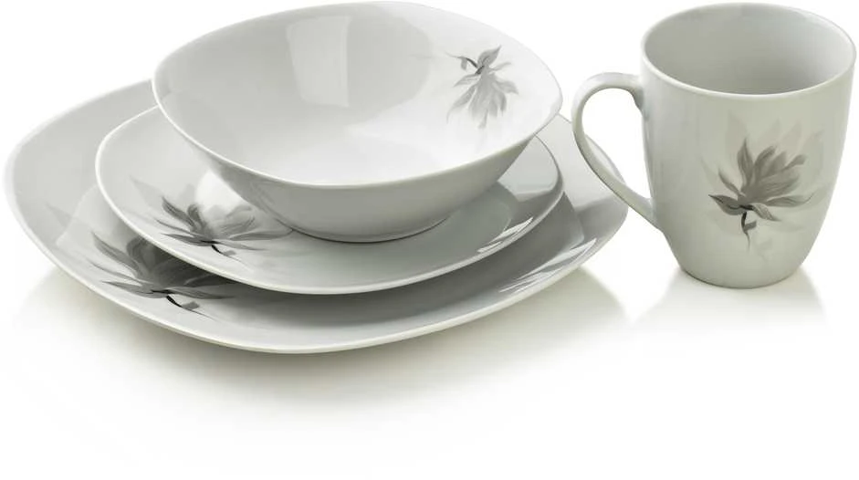 Affek Design MAGNOLIA indų rinkinys, 16 dalių, 370 ml puodelis / 500 ml dubuo, 17/19,5/25,5 cm