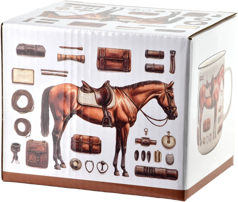 Affek Design NORMAN Puodelis 450ml 9,6x13x9,3cm koń, jeździectwo