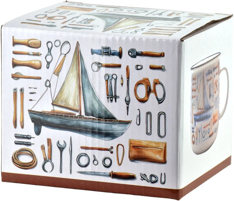 Affek Design NORMAN Puodelis 450ml 9,6x13x9,3cm żaglówka