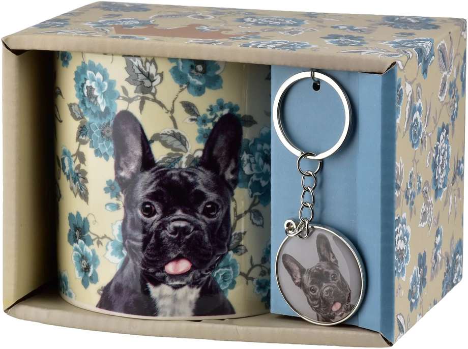 Affek Design NOYA Puodelis su breloczkiem 380ml 9x13x9cm Buldog francuski