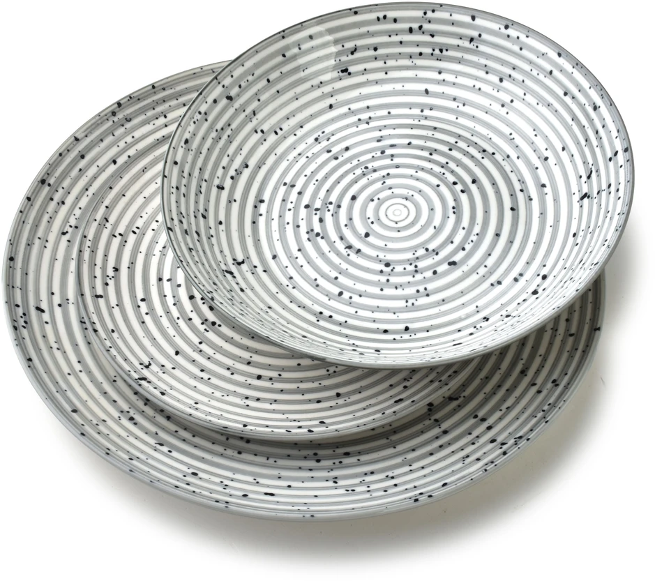 Lumarko „Affek Design“ STRIPES Pilkas vakarienės rinkinys, 18 dalių, 27/19/20 cm dubenėlis, 550 ml