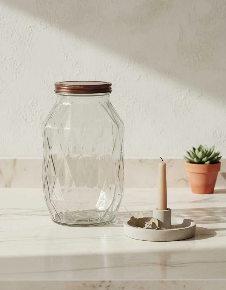 „Allesken BASIC KITCHEN“ deimantinis stiklainis, 3400 ml, 10,5 x 17 x 26,2 cm