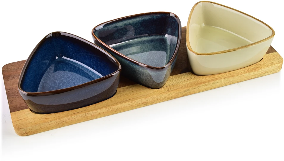 Mondex Since 1986 MODERN KITCHEN Deska su 3 miskami 9x9x3,5cm(28x9,5x1,2cm) 100ml
