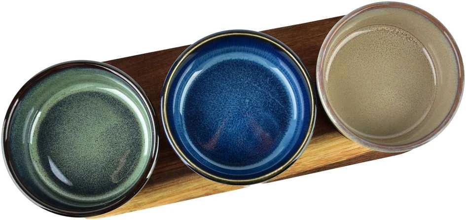 Allesken MODERN KITCHEN Deska su 3 miskami 8,5x8,5x4cm(28x9,5x1,2cm) 110ml