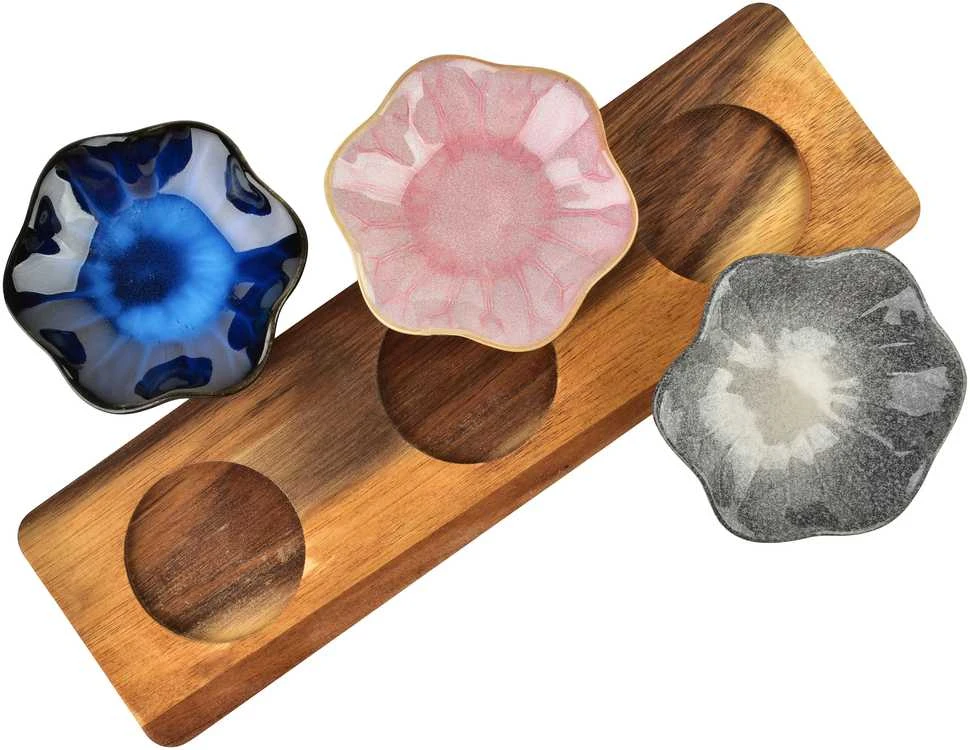 Allesken MODERN KITCHEN Deska su 3 miskami 11x10x3cm (32,5x10x1,2cm) poj.80ml