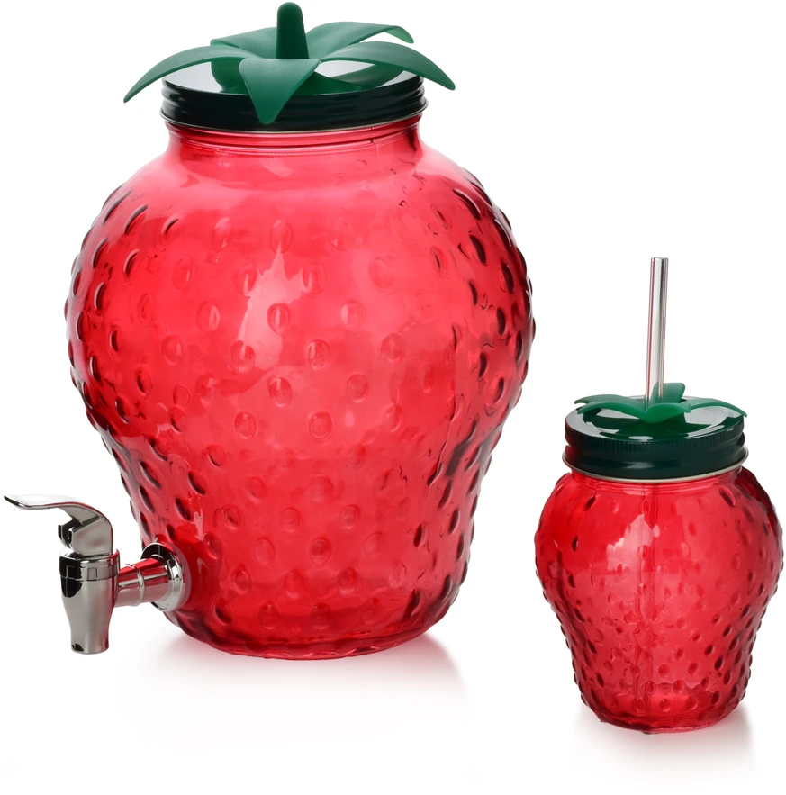 Mondex MODERNUS VIRTUVĖS stiklinis puodelis su stikliniu šiaudeliu 450 ml 6,5 x 9,5 x 12,5 cm