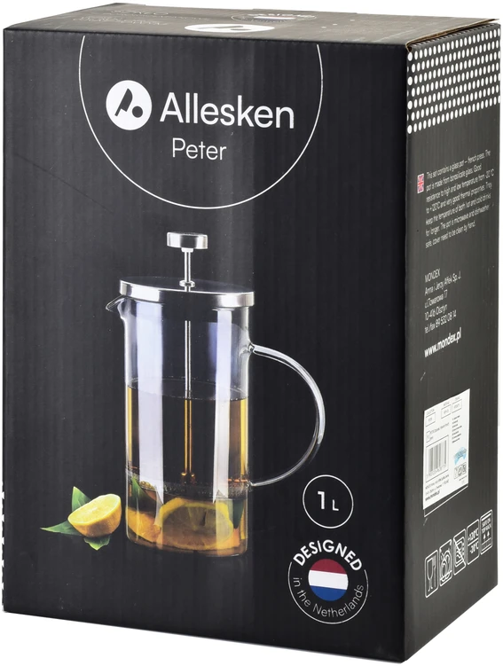 Allesken PETER ąsotis su stūmokliu prancūziškas presas 1000ml 10,5x17xh20,5cm
