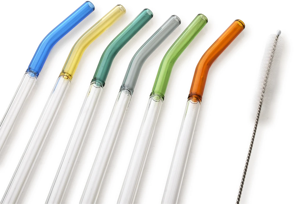 Allesken PETER 6 stiklinių šiaudelių rinkinys, 20 cm, su šepetėliu