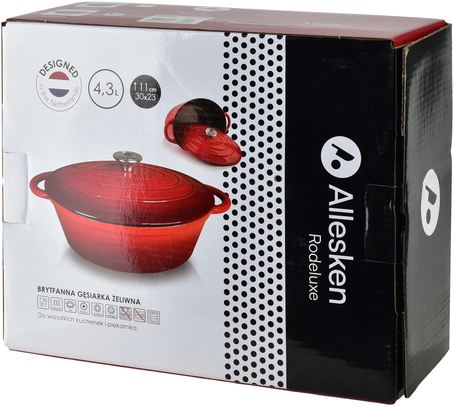 Allesken RODELUXE ovali ketaus keptuvė 30x22, x11cm 4.3L
