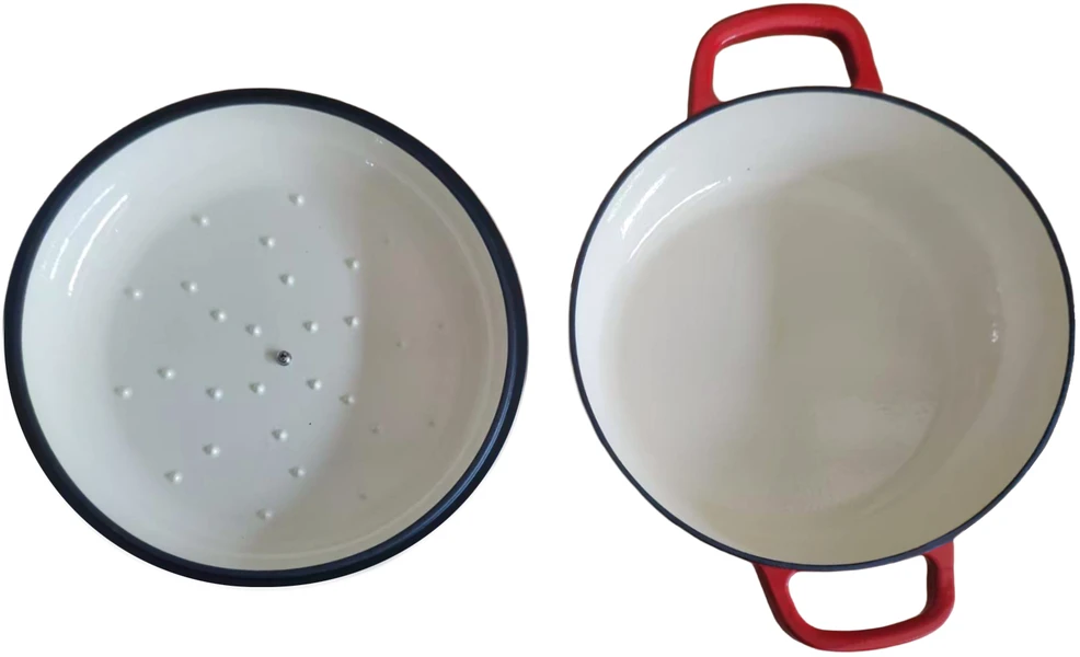 Allesken RODELUXE žema ketaus keptuvė 30x34x6cm 3.0L emaliuotas kreminis vidus