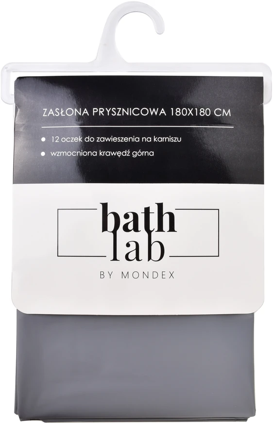 Bathlab ZAC Pilkas Dušo užuolaidos 180x180cm12 kilpos