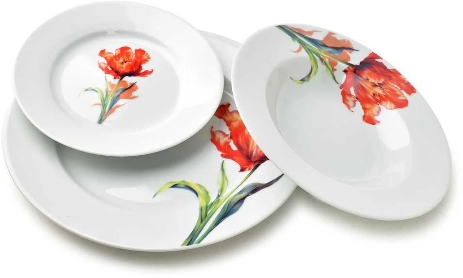 LEA TULIP Pietų rinkinys 18 dalių 21,8 cm/19,2/27 cm sriubos lėkštė 220 ml