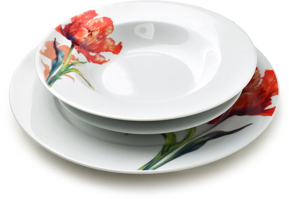LEA TULIP Pietų rinkinys 18 dalių 21,8 cm/19,2/27 cm sriubos lėkštė 220 ml