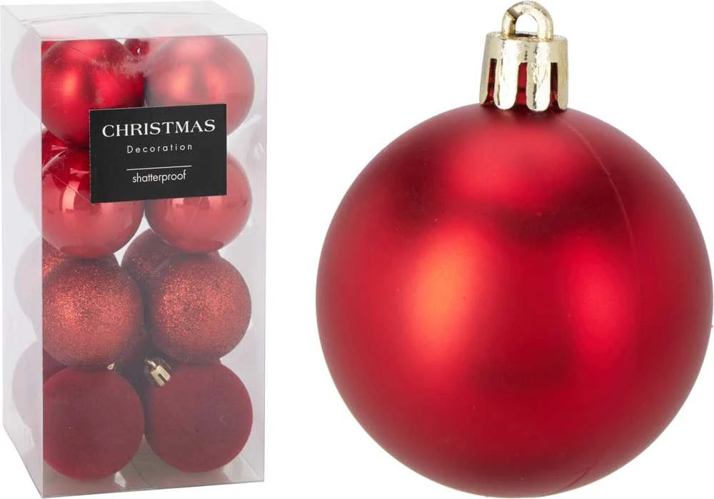 Mondex Christmas Gifts 16 BAMBLIŲ RINKINYS 5cm RAUDONAS