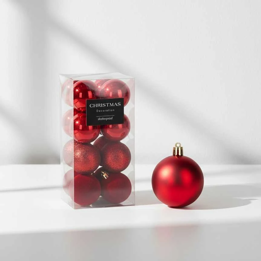 Mondex Christmas Gifts 16 BAMBLIŲ RINKINYS 5cm RAUDONAS