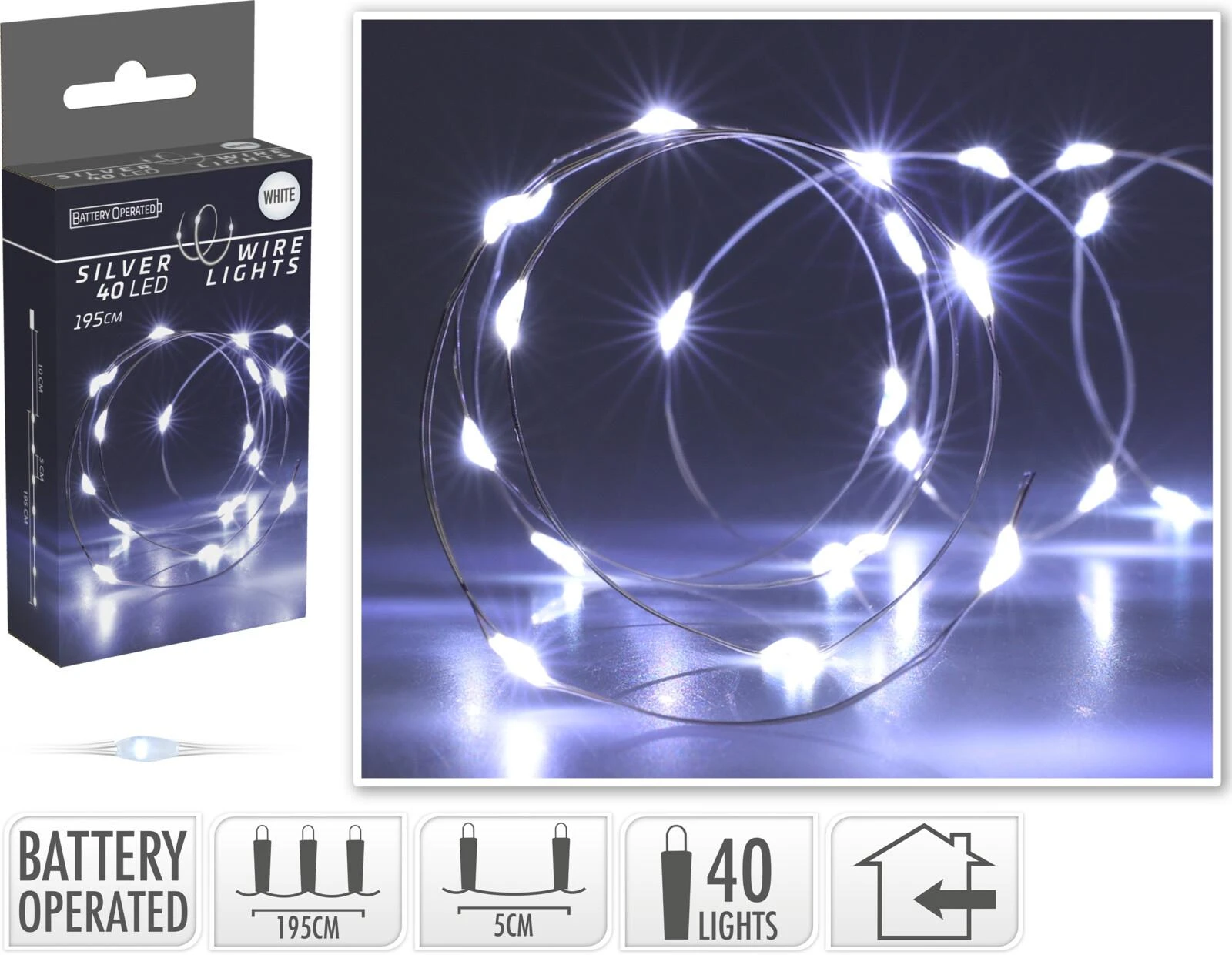 Christmas Decoration Šalto baltumo LED girlianda 40 lempučių