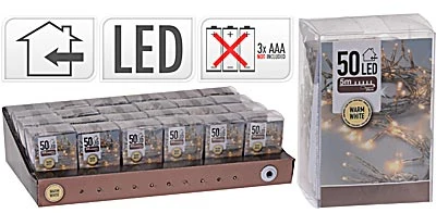 Mondex ŁAŃCUCH LED 50L WEWNĘTRZNE 5MTIMER 3x AA 1,5V NA BATERIE