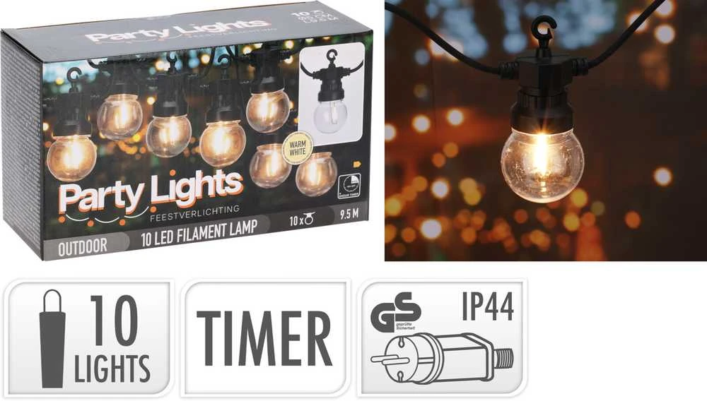 Mondex LED girlianda su laikmačiu laukui/patalpoms IP44 4.5m/10vnt. juodas