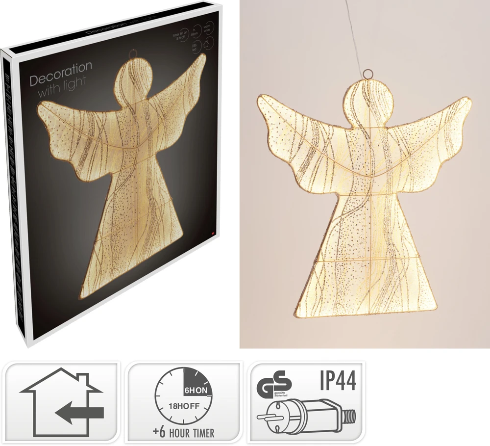 Mondex Kalėdinė dekoracija ANIOŁ DEKORACYJNY DO ZAWIESZENIA 48CM 236LED