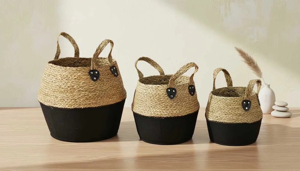 Mondex „Affek Design“ BALI KOMPLEKTAS 3 IŠLAIDOS I30x38x34cm, M28x32x28cm, S23x26x24cm