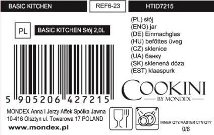 Cookini BASIC VIRTUVĖ Stiklainis 2,0L su rankena 14xh21,5cm