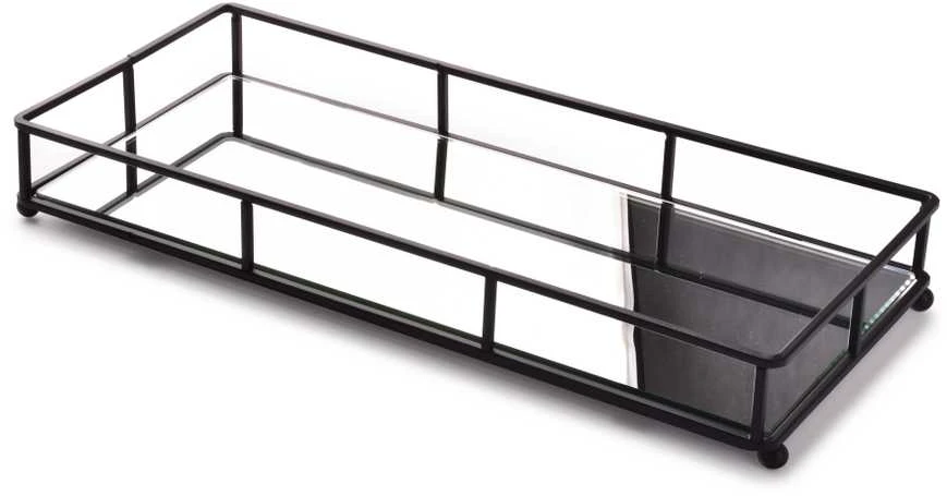Mondex CEDRIC Padėklo stovas 36x16x5 cm juodas su veidrodžiu