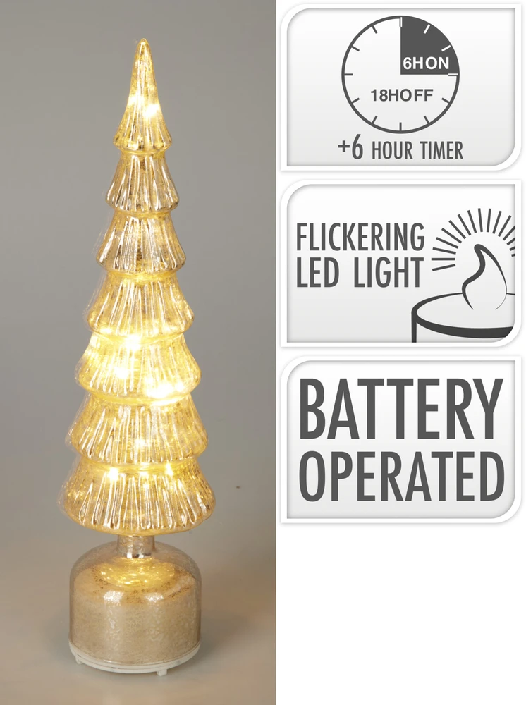 Mondex CHOINKA SZKLANA LED 40CM Sidabrinis