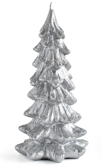 Mondex EGLĖS žvakė, figūrėlė, didelė, 11,5x21 cm, sidabrinis parafinas