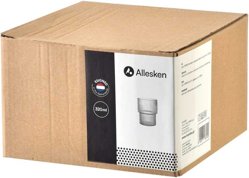 Mondex ELLA STRIPES 4 stiklinių rinkinys, pagamintas iš borosilikatinio stiklo, po 320 ml, 8x7x9,7 cm