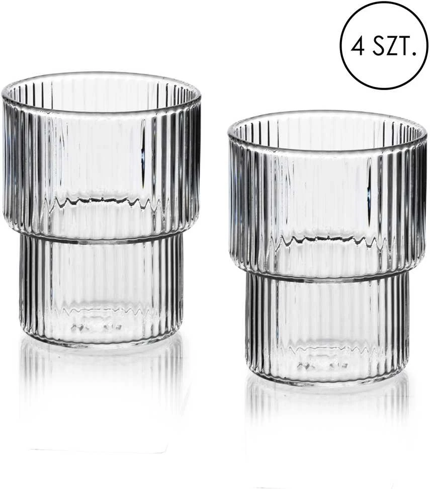 Mondex ELLA STRIPES 4 stiklinių rinkinys, pagamintas iš borosilikatinio stiklo, po 320 ml, 8x7x9,7 cm