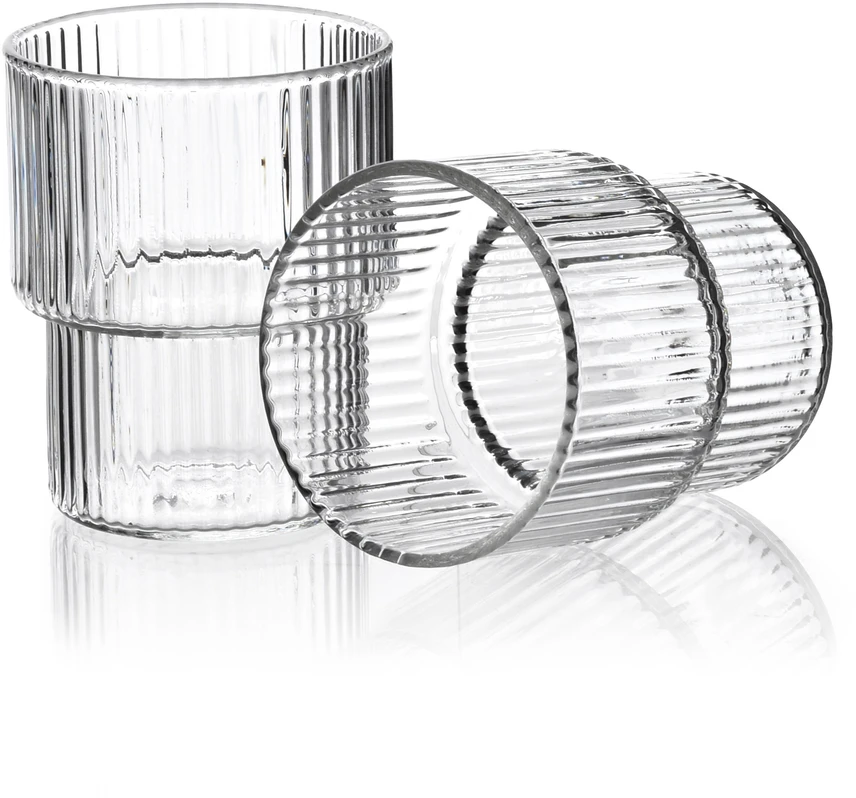 Mondex Since 1986 ELLA STRIPES Komplet 4 szklanek 320ml ze szkła borokrzemowego 8x7x9,7 cm