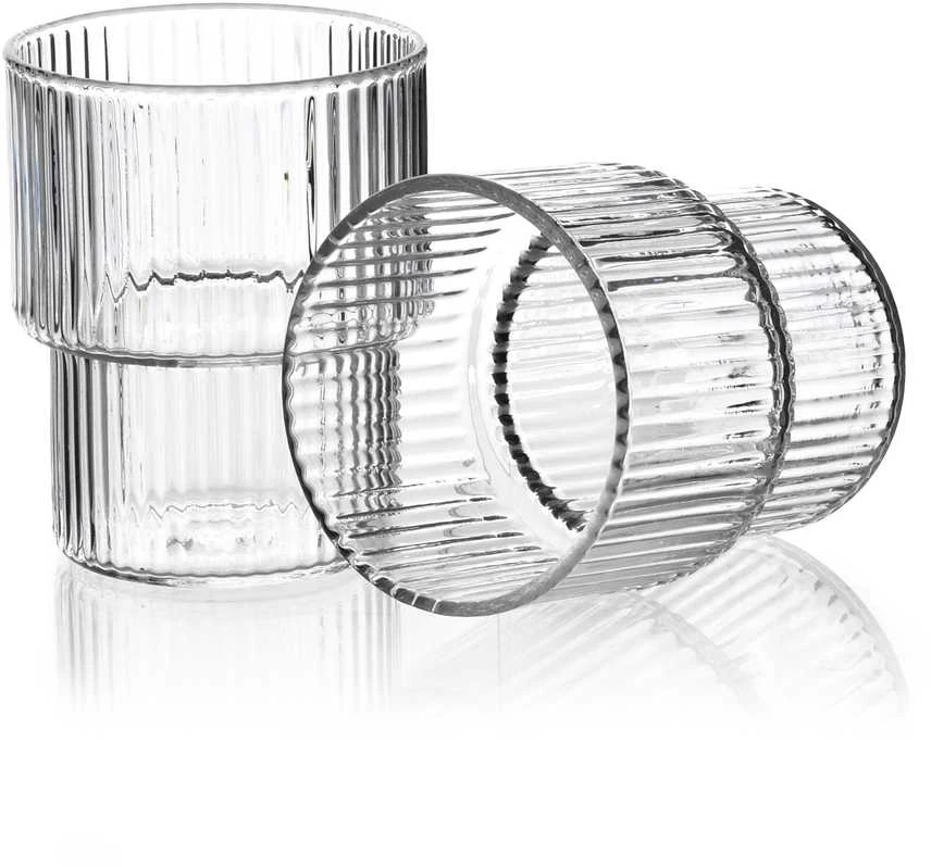 Mondex ELLA STRIPES 4 stiklinių rinkinys, pagamintas iš borosilikatinio stiklo, po 320 ml, 8x7x9,7 cm